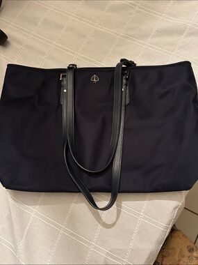 Kate spade navy and black nylon tote with leather straps